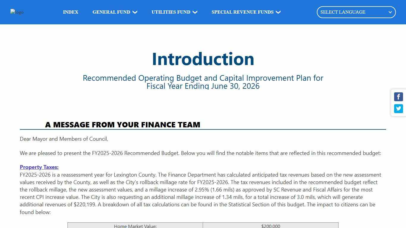 FY2025-2026 Recommended Budget