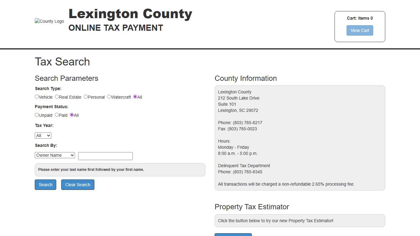 Online Tax Payment Center