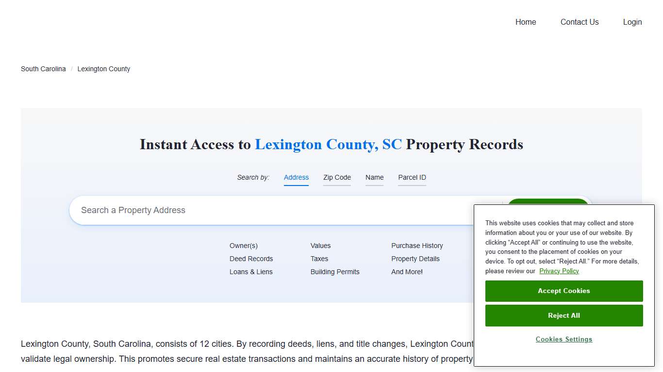Lexington County Property Records Owners, Deeds, Permits